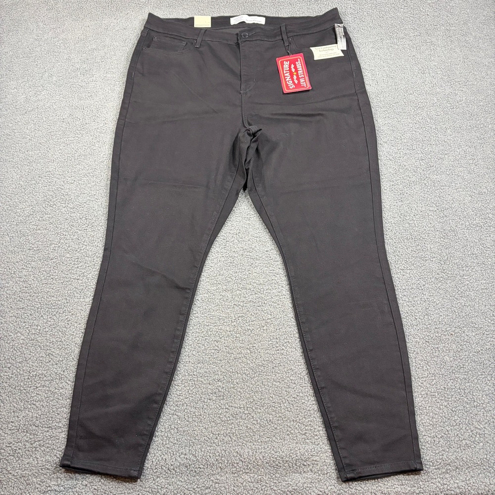 Signature Levi Strauss Jeans Womens 18 Black Super Skinny High Rise Shaping